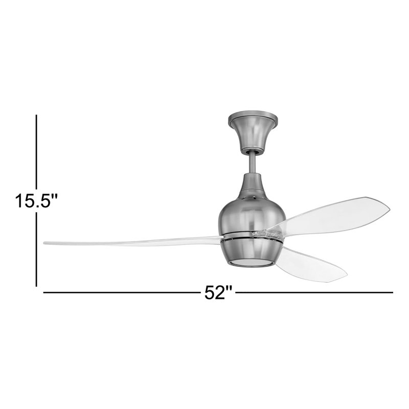 52'' Ceiling Fan with LED Lights, Satin Brass with Clear Acrylic Blades