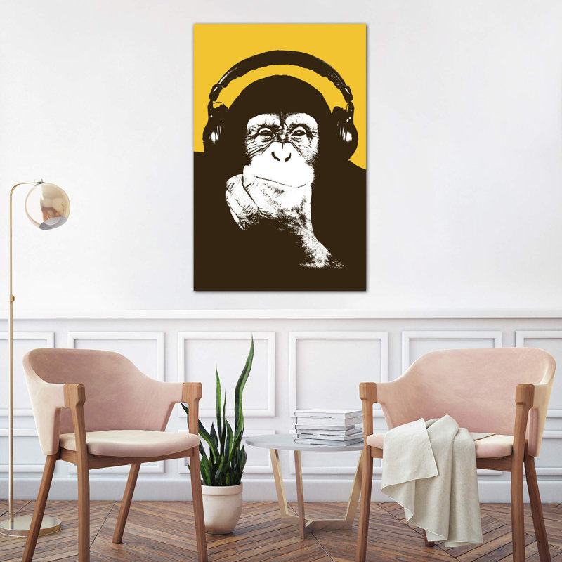 Headphone Monkey by Steez - Wrapped Canvas Print, 101.6 cm H x 66.04 cm W x 1.91 cm D