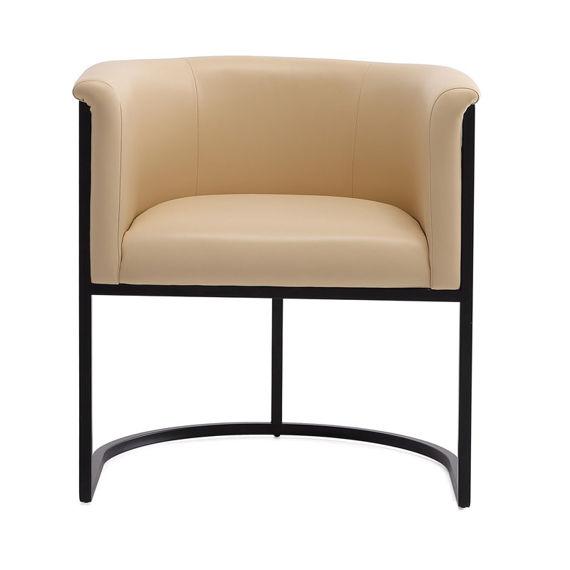 Fauteuil rembourré en similicuir Virgil, Brun clair