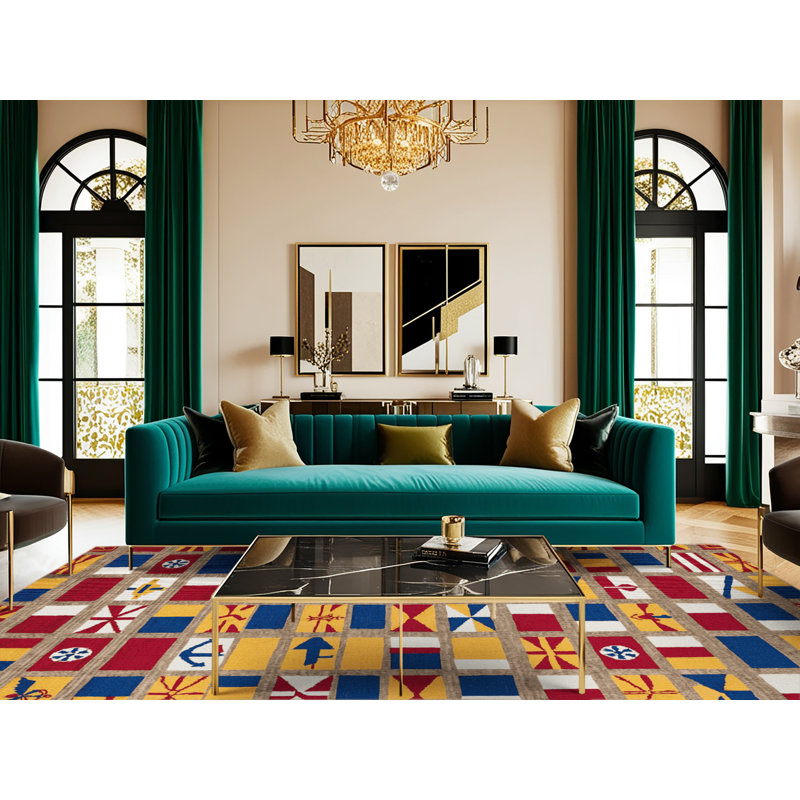 Washable Ships flags Nautical Area Rug, Rectangle 6' x 9'
