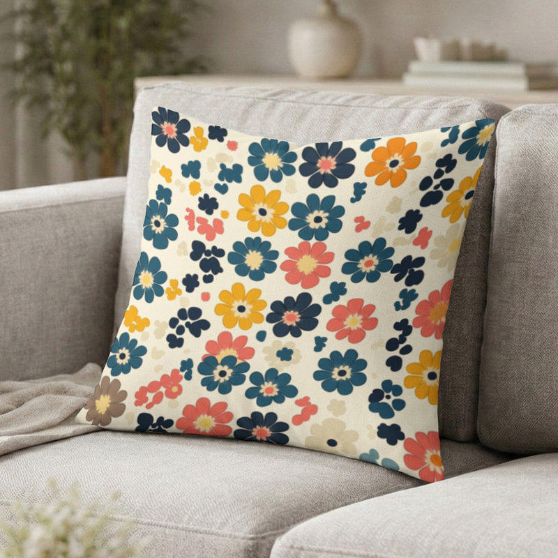 Coussin Patchwork - Coussin à imprimé campagnard, H 18 po x l 18 po