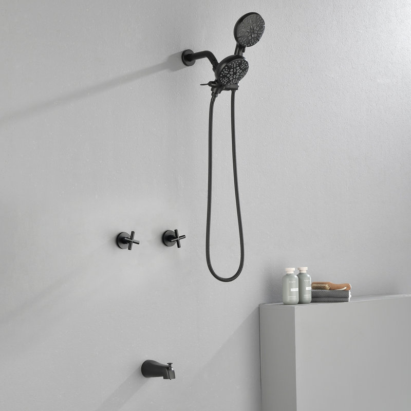Ensemble de robinet de douche à 2 poignées avec bec de baignoire Ensemble de robinet de douche Ensemble complet de garniture de baignoire et de douche Fixations murales
