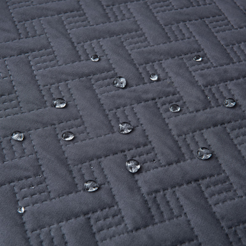 Housse de protection matelassée imperméable gris foncé à motif vannerie avec poches latérales, 3 places, 3-Seat, Gris