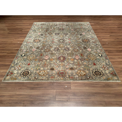 Tapis en laine et coton gris noué à la main Original