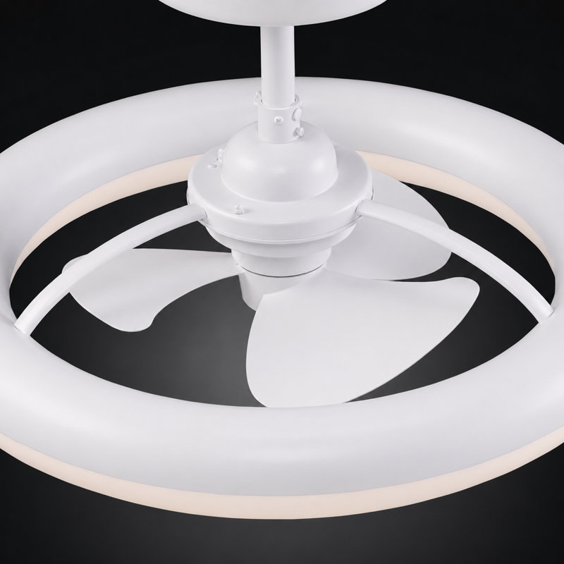 Aashini 24 po Ventilateur de plafond blanc mat intérieur / extérieur intégré avec ensemble d'éclairage et télécommande