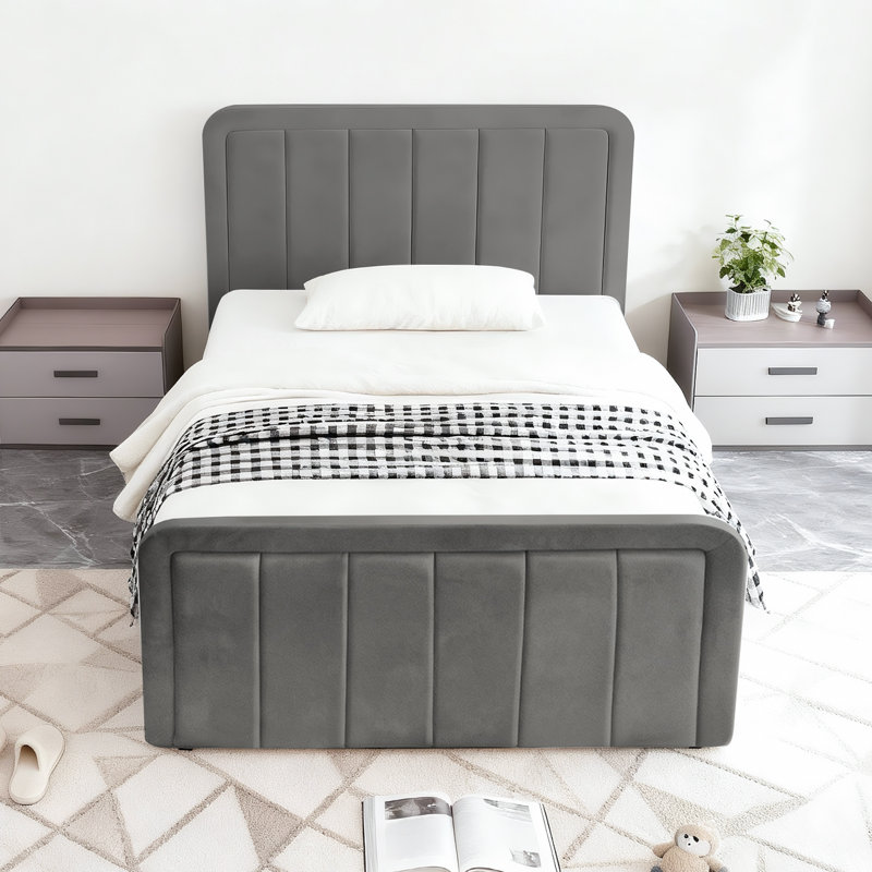 Altgeld Upholstered Ottoman Storage Bed, Single (3'), Medium Grey