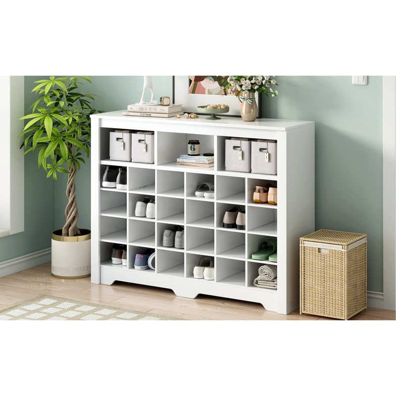 24 Shoe Console, White Modern For All Situations, And Particle Board Cabinet - Bedroom, White