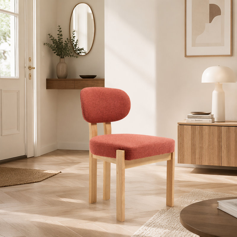 Ensemble de 2 chaises de salle à manger modernes en bois avec dossier ergonomique, Orange foncé, Orange foncé