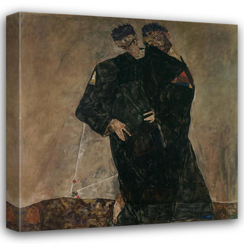 «The Hermits» par Egon Schiele - Art mural sur toile tendue avec châssis, H 24 po x l 17 po