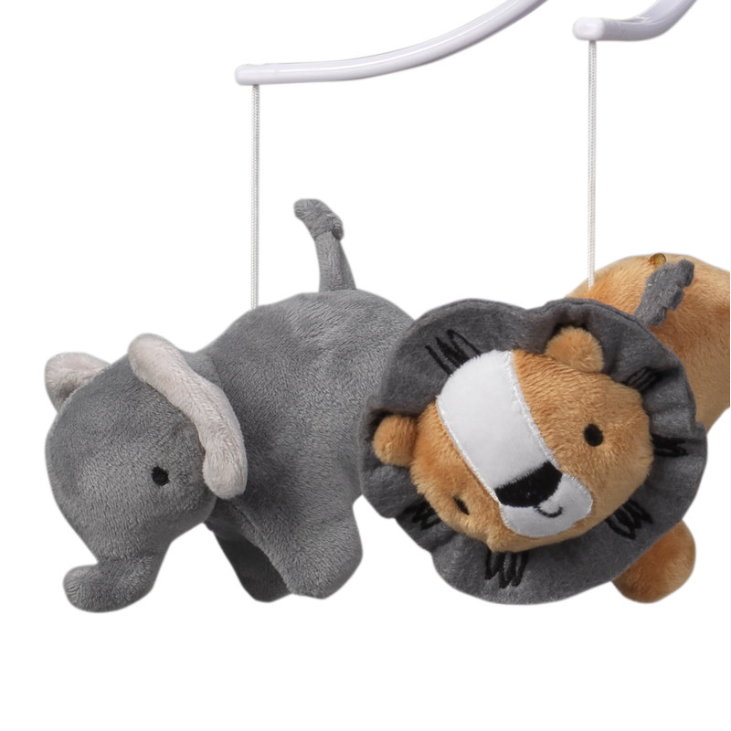 Mobile pour lit de bébé musical Jungle Fun Elephant and Lion Safari