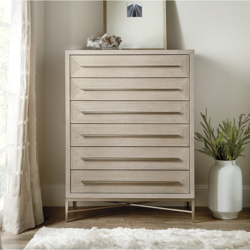 Cascade 6-Drawer Light Wood Dresser in Gray with Soft Close and Levelers