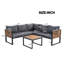Ensemble de conversation 4 pièces pour patio, canapé modulaire en L et structure en bois avec coussin moelleux et tables basses-1077611089