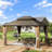 12 Ft. X 14 Ft. Brown Cedar Wood Frame Hardtop Gazebo With Galvanized Steel Double Roof, Curtains And Netting-116937550