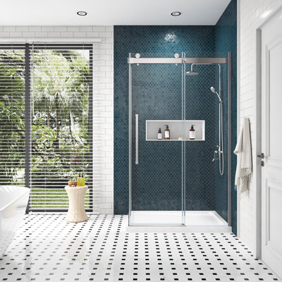 Bel Soft Close 47.99'' W 81.5'' H Frameless Square Reversible Shower Kit