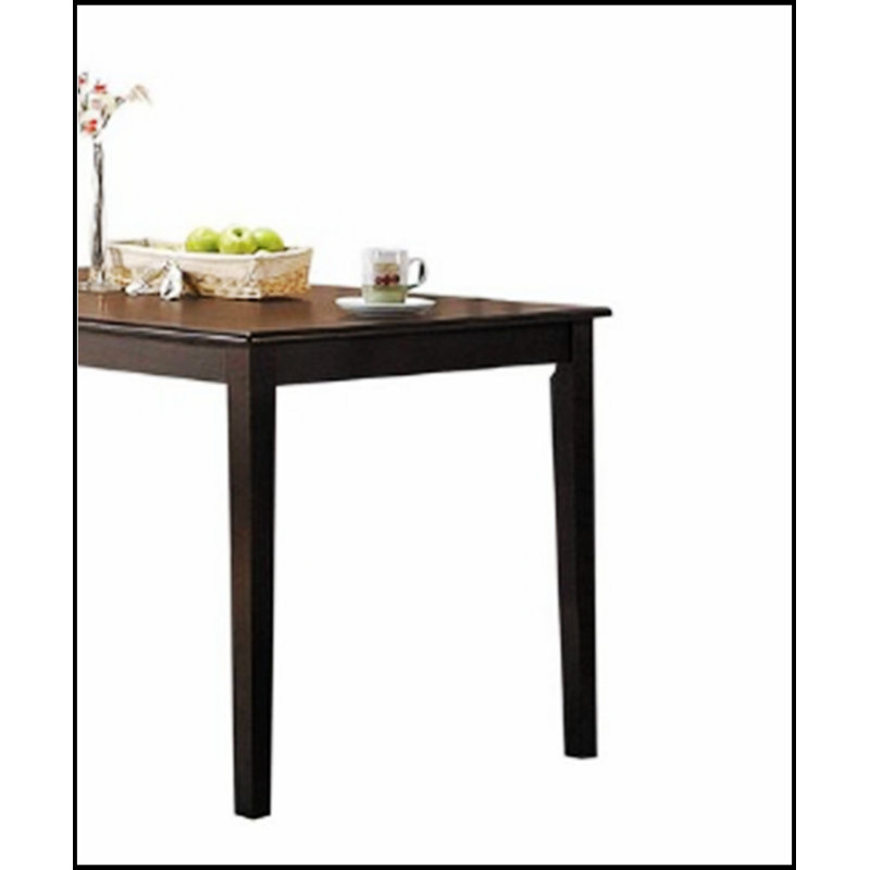 Table de salle à manger à finition espresso Cardiff avec structure en bois massif et plateau fixe rectangulaire pour une salle à manger élégante et fonctionnelle