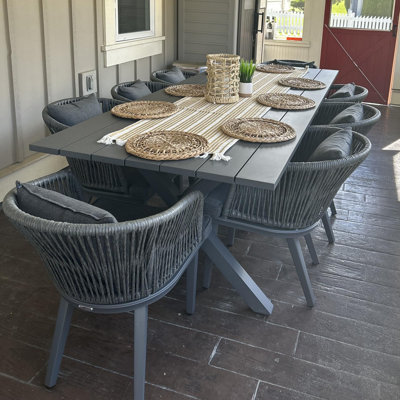 Purple Leaf 8 - Person Rectangular Outdoor Dining Set with Cushions