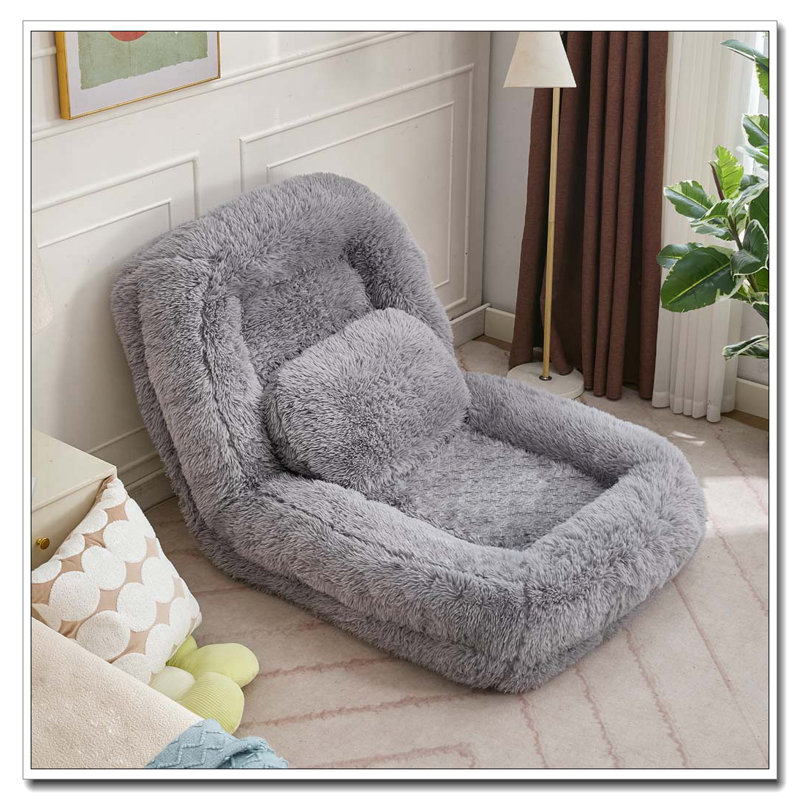 Lit pour chien humain, canapé paresseux, convertible réglable à 5 positions, Gris clair