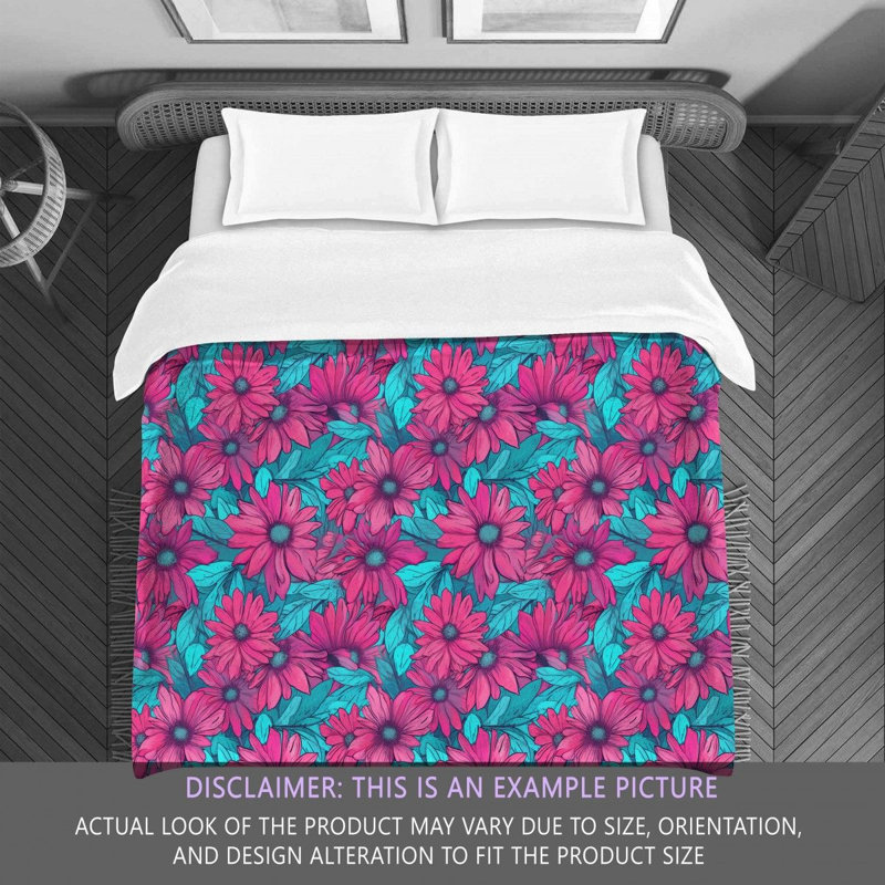 Machine Printed Comforter, Pink/Green Floral, Twin Extra Long Comforter