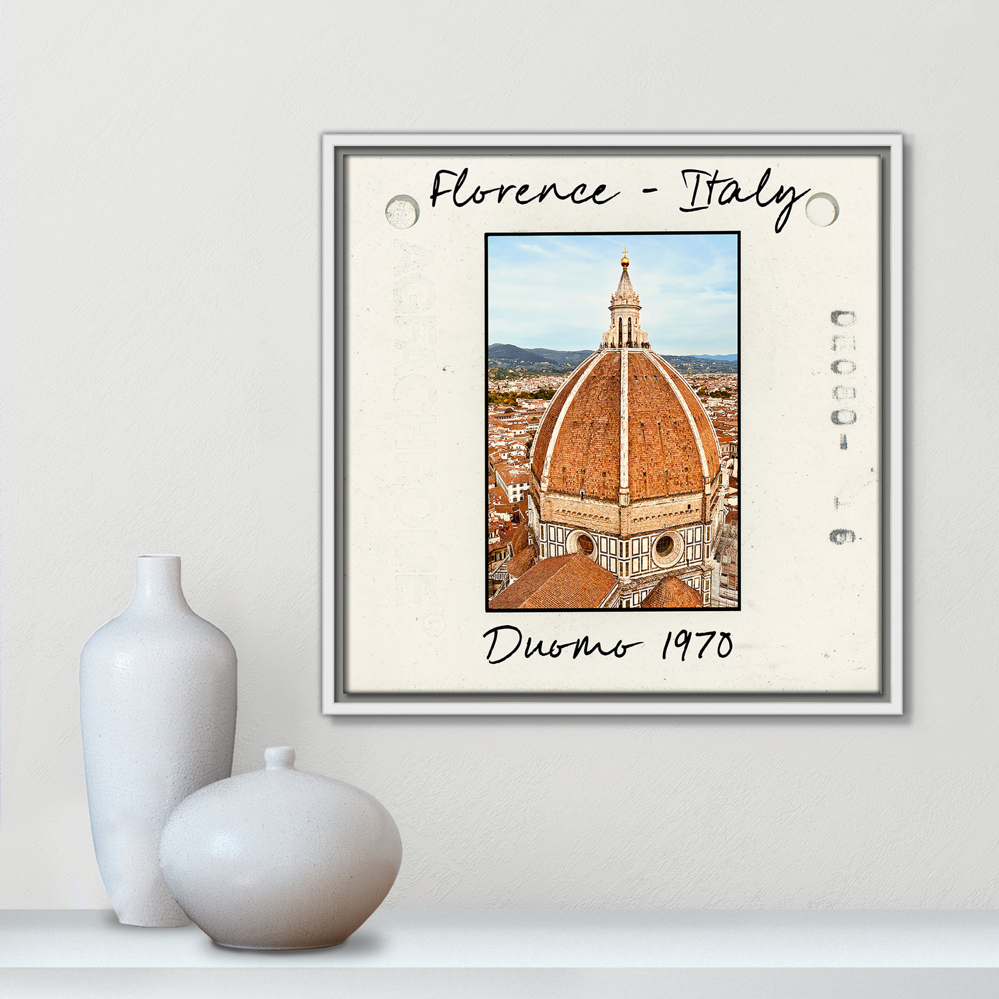 Florence Italy - Duomo Print by Susan Jill, White Floater Framed Canvas, 17.5" H x 17.5" W x 2" D