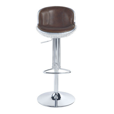 Brancaster Adjustable Bar Stool in Vintage Brown and Aluminum