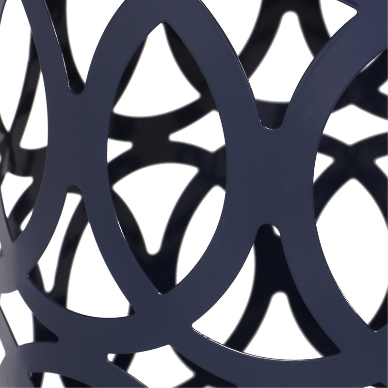 Large Outdoor Metal Side Table. Modern Design, Navy Blue. Iron Cut, Powder-Coated. No Assembly. 13.82In.X13.82In.X18.14In., 4.63Lb End Blue, Elegant Cut. Powder-Coated Frame, 13.82In X 18In,