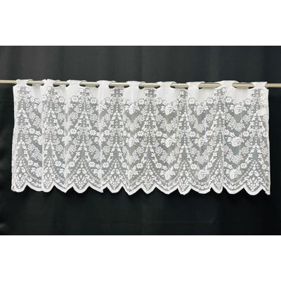 Cantonnière blanche sur mesure à motif floral 60 po Angenetta