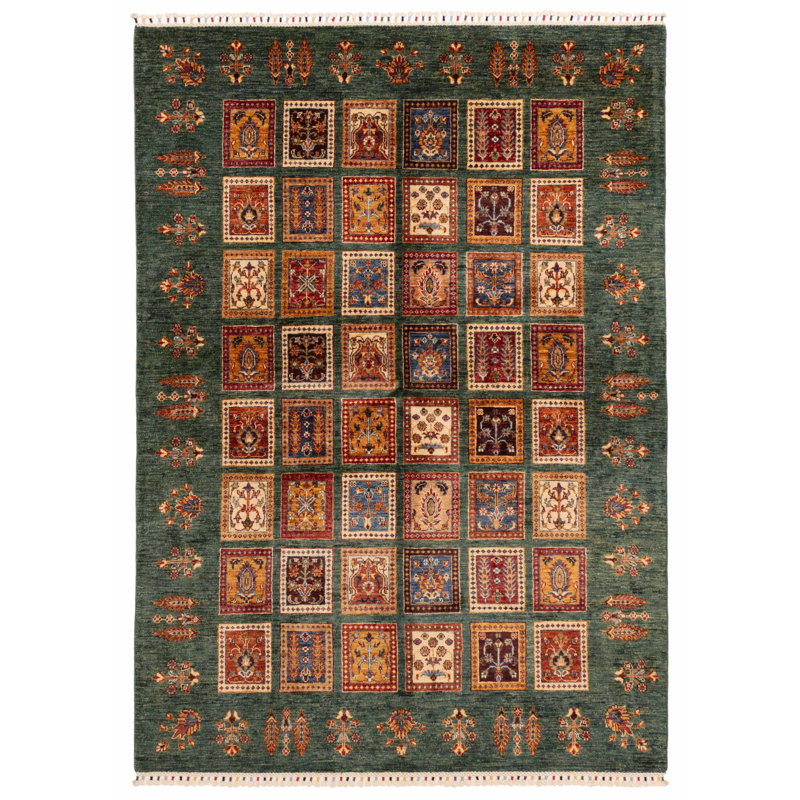 Tapis vert moderne Ersari 5 pi 9 po x 8 pi 2 po