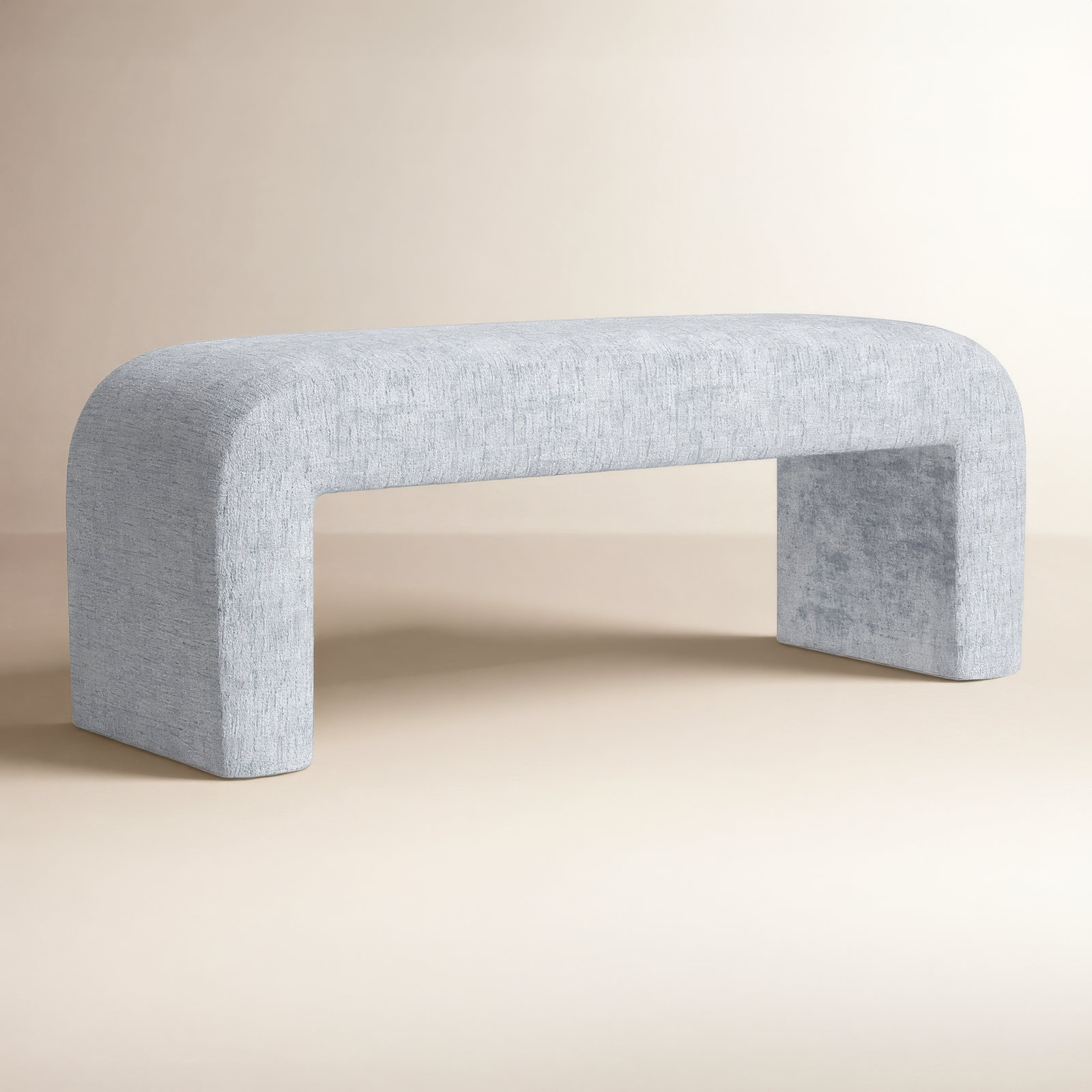 Diedrick Bench, Gwen Blue Microsuede, 19" H x 48" W x 19" D