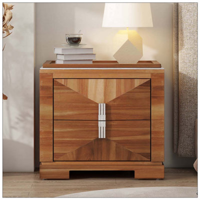Mid-Century Modern Nightstand with Diamond-Shaped Drawers