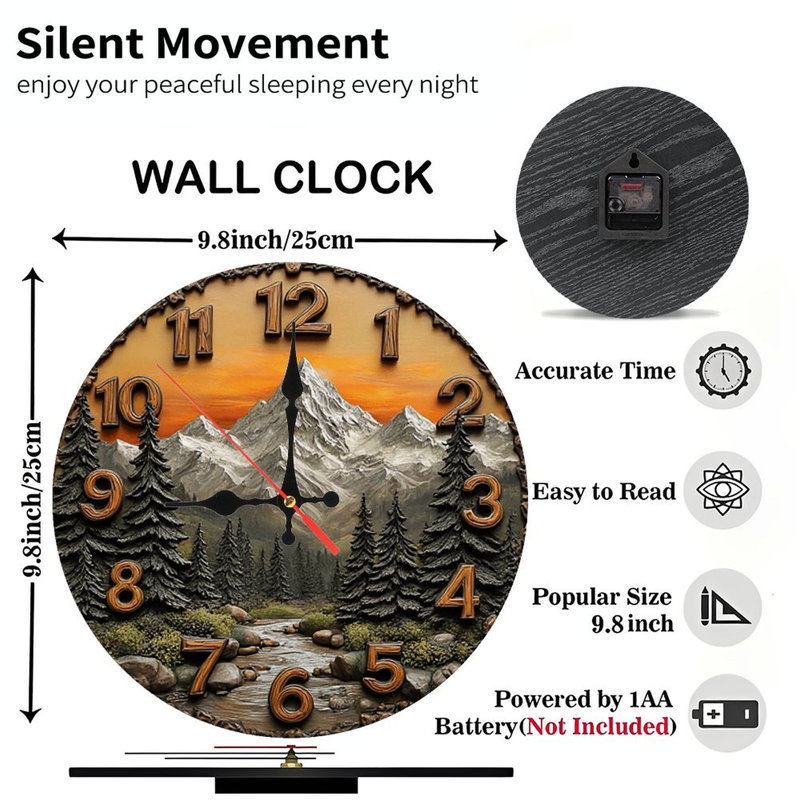 Horloge murale ronde en bois 25 * 25CM