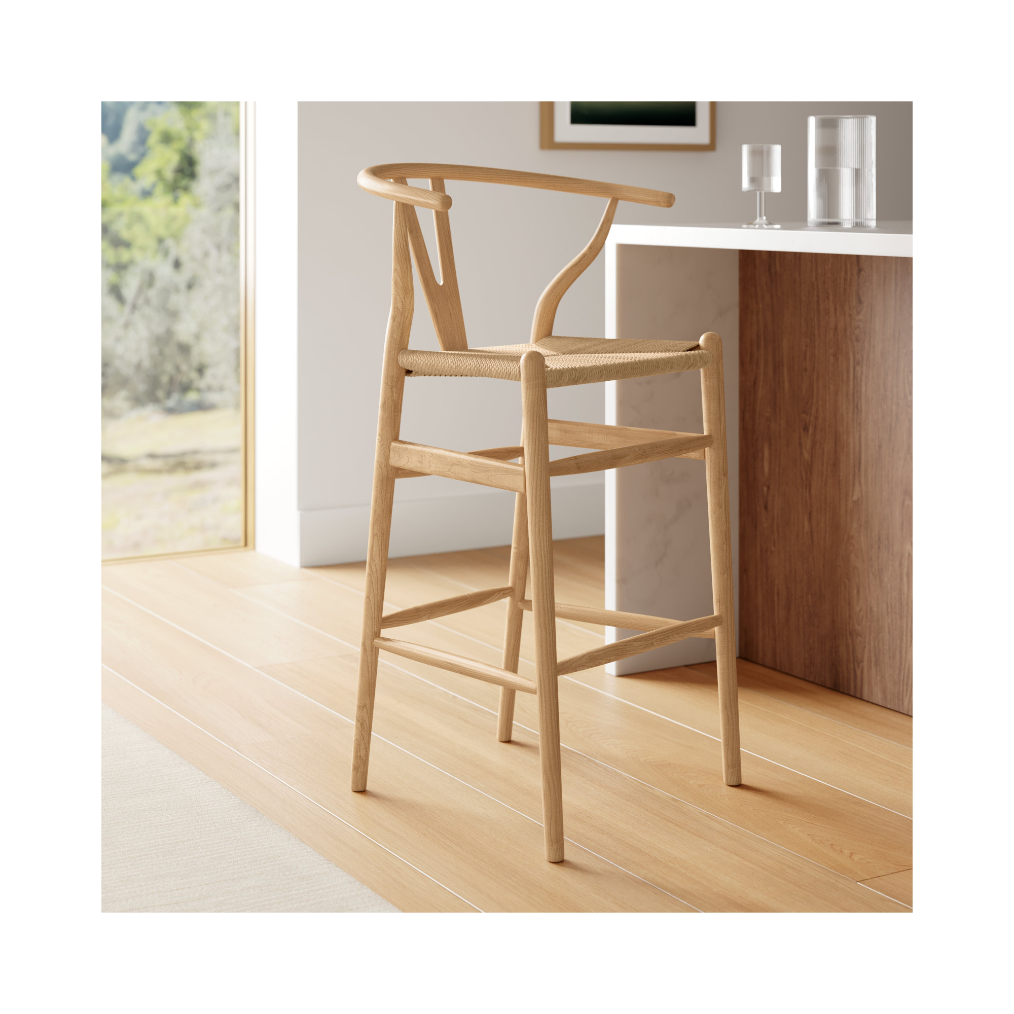 Etta Solid Wood Bar & Counter Stool, Natural/Natural, Bar Stool (30" Seat Height)