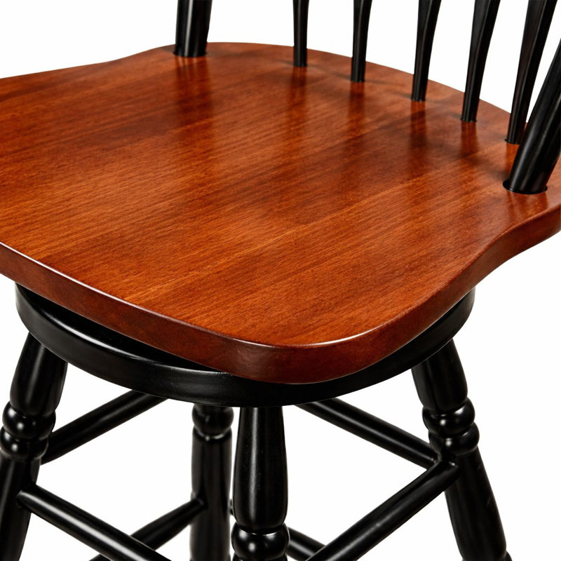 Tabouret de bar Azizi, Noir antique / cerisier