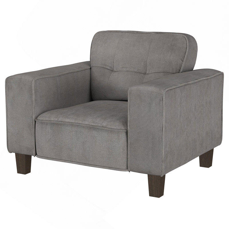 Fauteuil d'appoint capitonné gris anthracite rembourré, Gris anthracite
