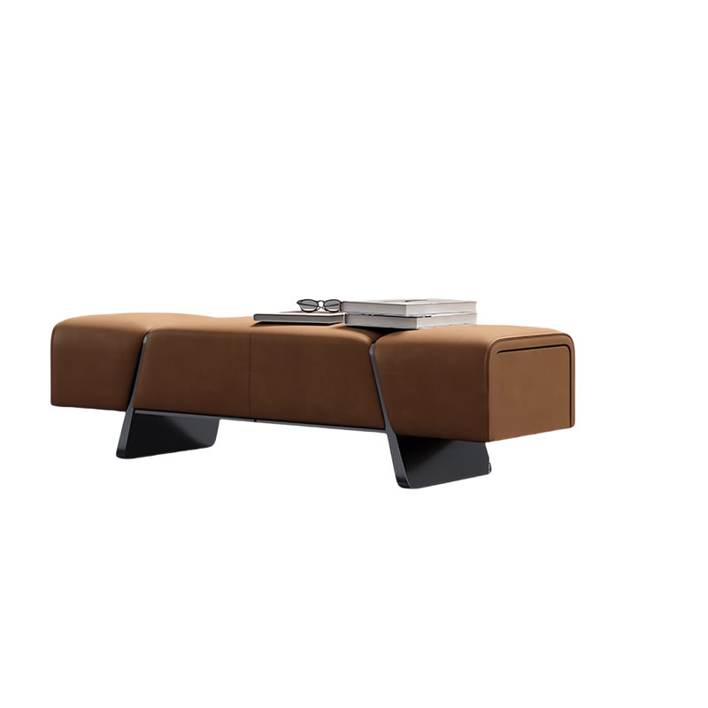 Banc de rangement en microfibre Jacara, H 16,92 po x L 70,86 po x l 18,5 po