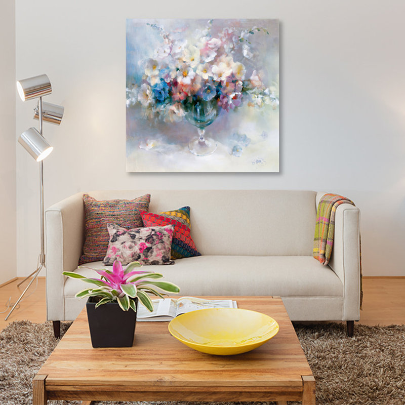 «Crystal Flowers», reproduction sur toile, H 26 po x l 26 po x P 1,5 po, Pas de tapis, Toile tendue