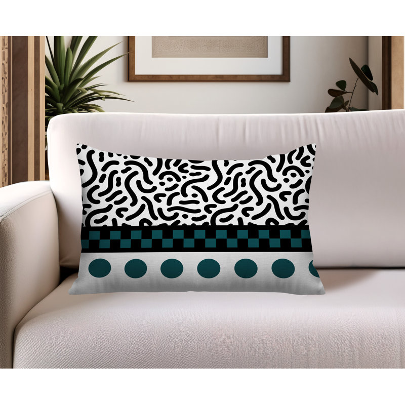 Oreiller rectangulaire réversible intérieur / extérieur Kixie, Rectangulaire H 14 po x l 20 po, Émeraude