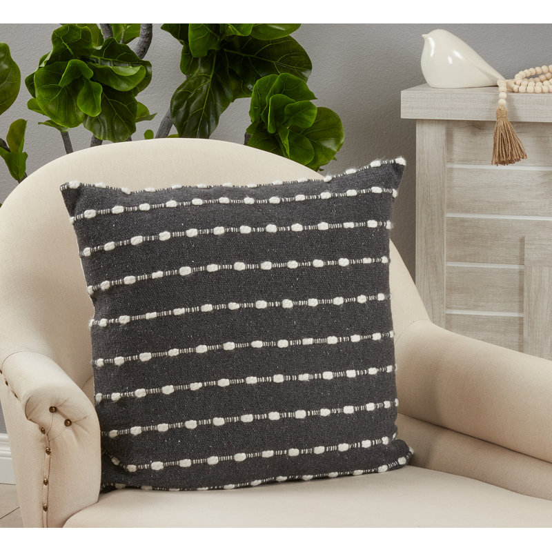 Black and White Chunky Striped Square Throw Pillow