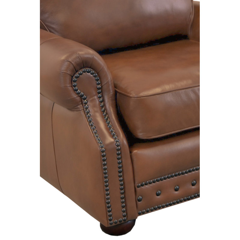 Speroni 100" Genuine Leather Rolled Arm Sofa, Berkshire Walnut Genuine Leather