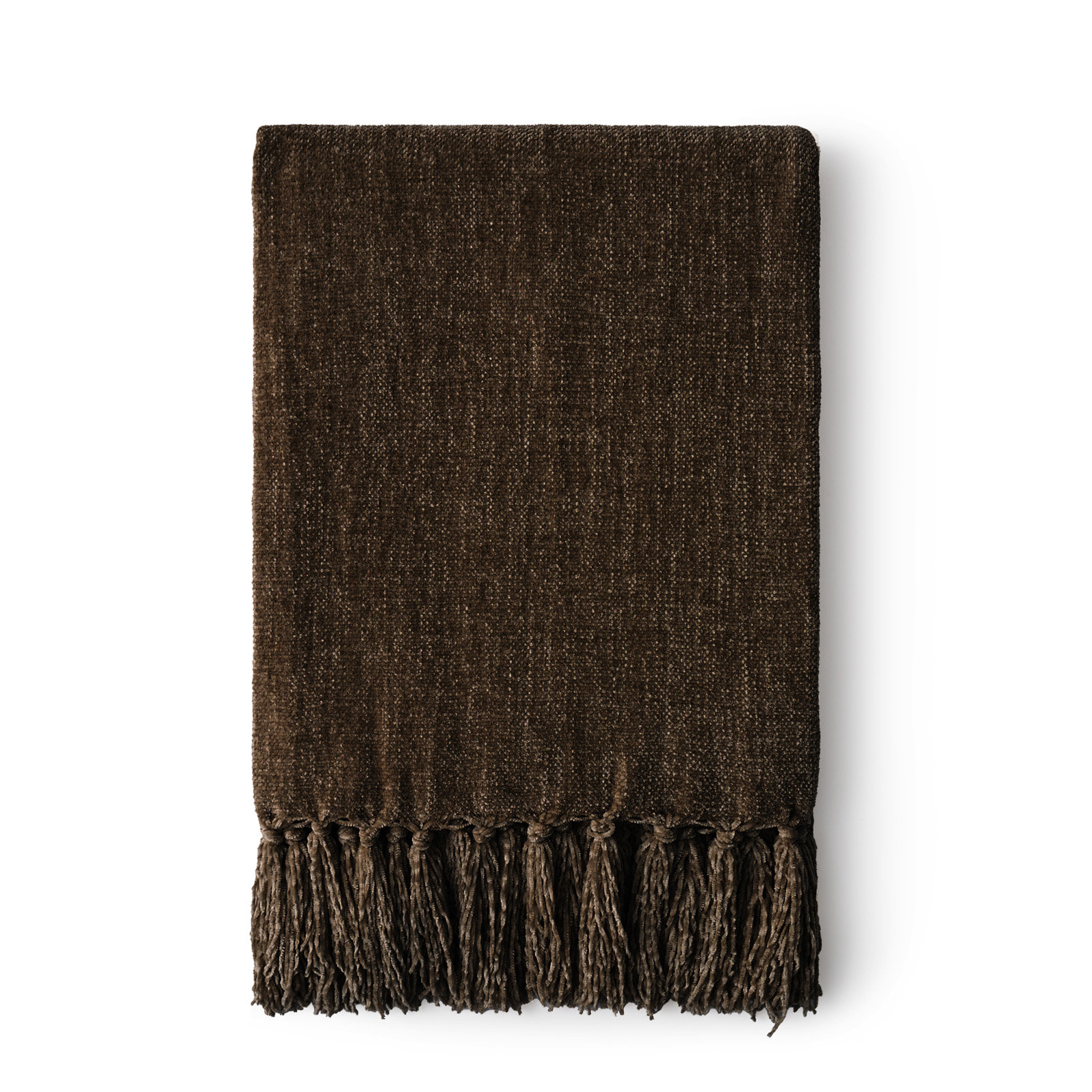 Chenille Throw Blanket, 80" L x 60" W, Dark Brown