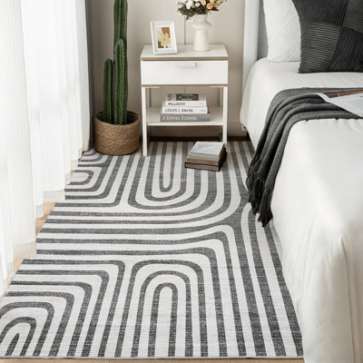 Tapis lavables 10 po x 13 po, tapis doux antidérapant, pliable, pour couloir, cuisine, chambre à coucher et salon, pour animaux de compagnie, tapis de style moderne, noir