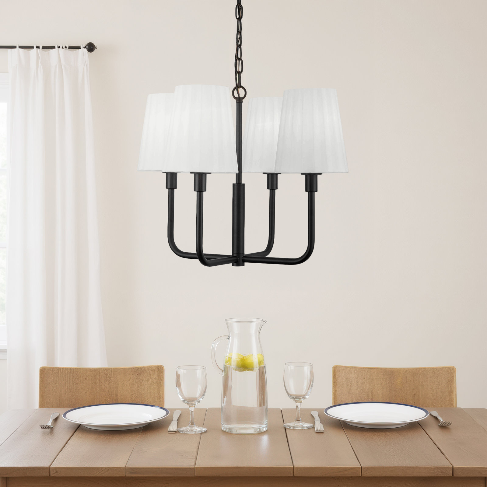 Tindra 4 - Light Metal Dimmable Chandelier, Matte Black