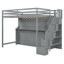 Lit escamotable double avec surélévateur hydraulique, bureau caché et rangement pour escalier, gris