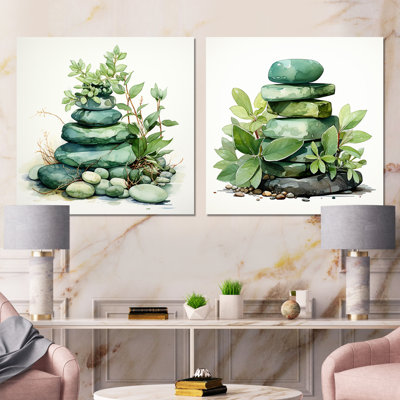 «Green Tranquil Sage», ensemble de 2 pierres