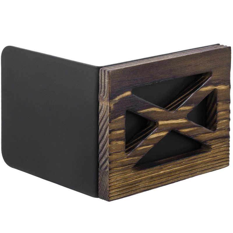 Rustic Burnt Wood Decorative Book Ends