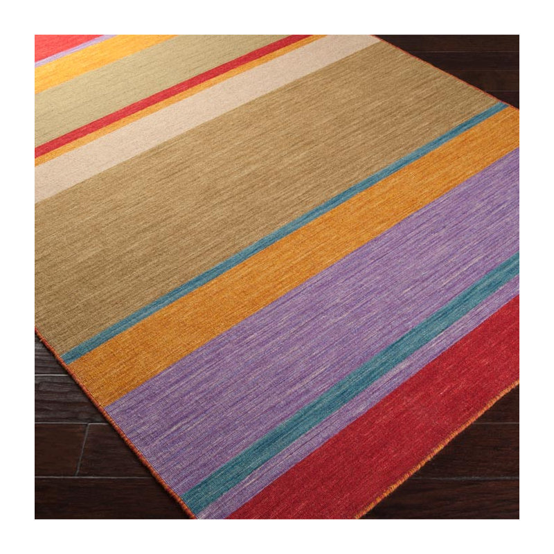 Clanton Flatweave Wool Striped Indoor Rug, Rectangle 2' x 3'