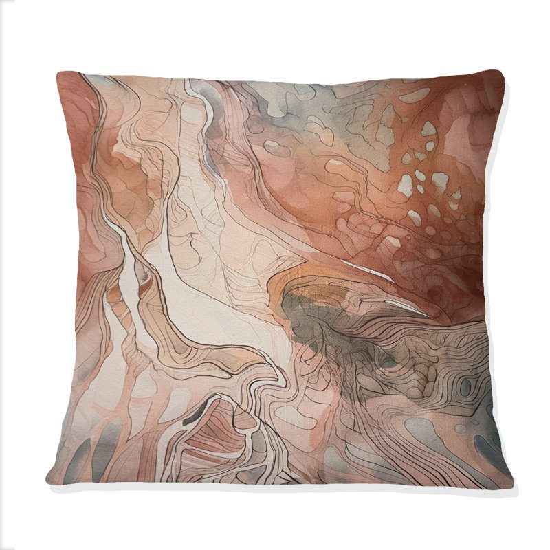 Chocolat, rêves, terre cuite, aquarelle abstraite - peinture abstraite, coussin décoratif