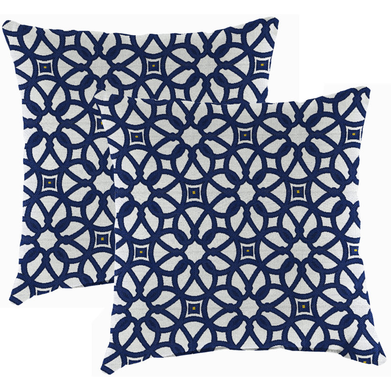 Sunbrella Outdoor Throw Pillow, Luxe Indigo Geometric
