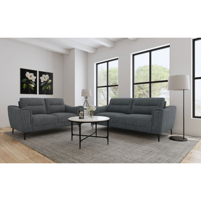 Nolan 2-Piece Upholstered Sofa Set Charcoal