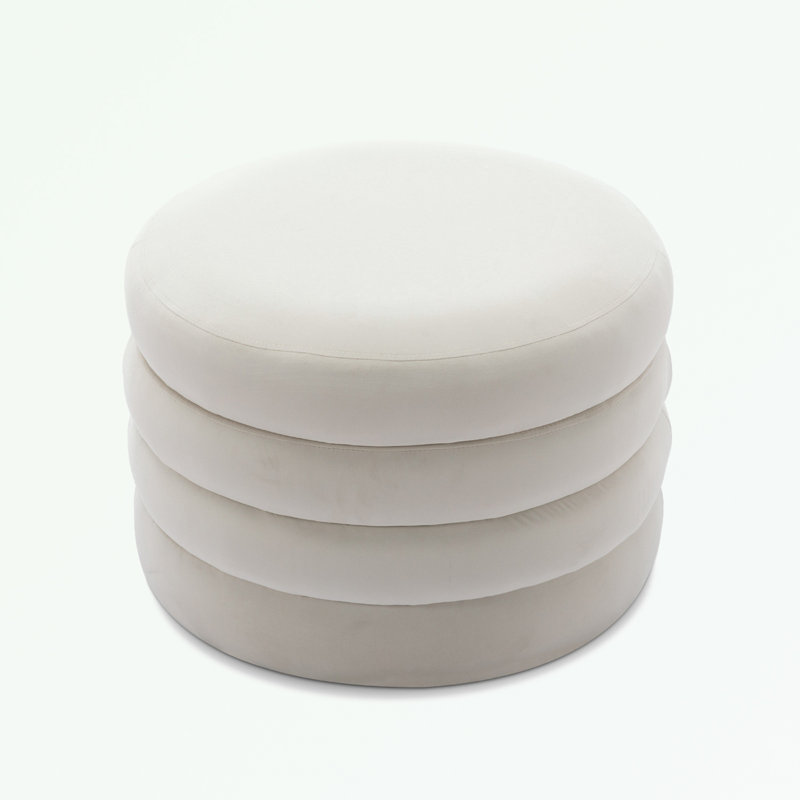 Beeks Upholstered Ottoman, Ivory Velvet