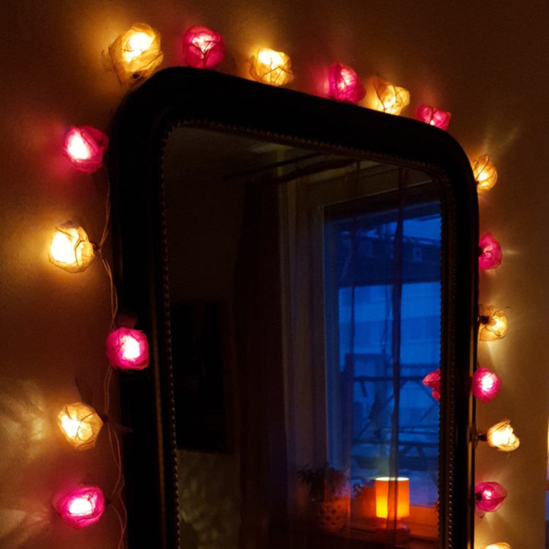 Dov LED Natural Leaf Rose String Light, 30 Lamps - 8 Metre Long